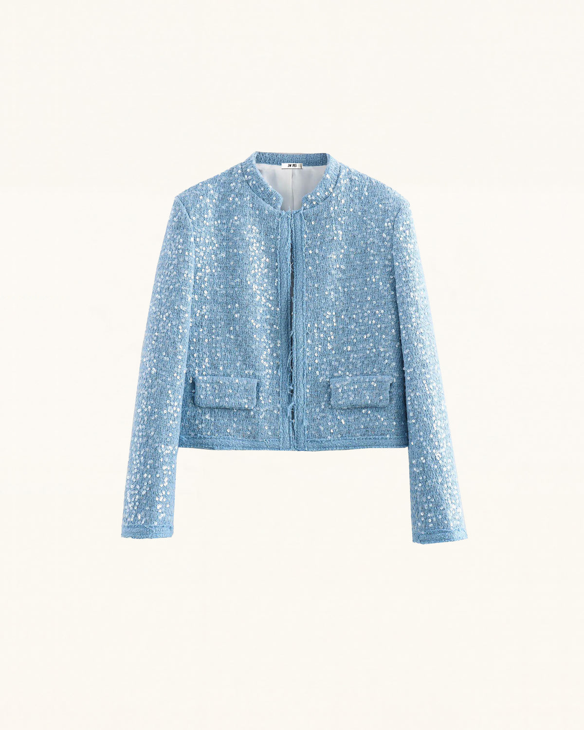 Sequin Tweed Jacket - Light Blue