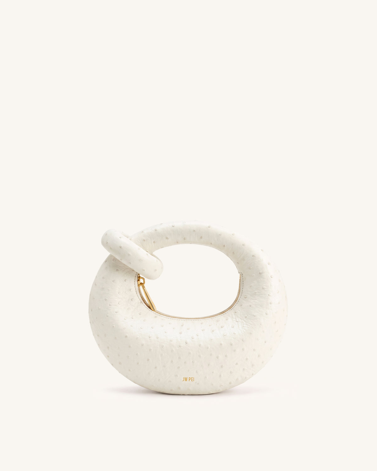 Abacus Faux Ostrich Mini Top Handle Bag - White