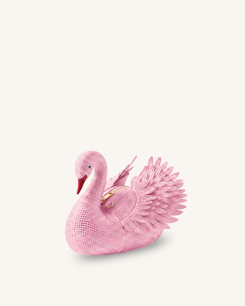 Alani Artificial Crystal Swan Shaped Crossbody Bag - Pink