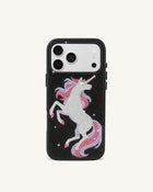 Unicorn Rhinestone Phone Case - Black