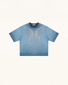 The Angelic Dripping Crystal Wings Tee - Acid Blue