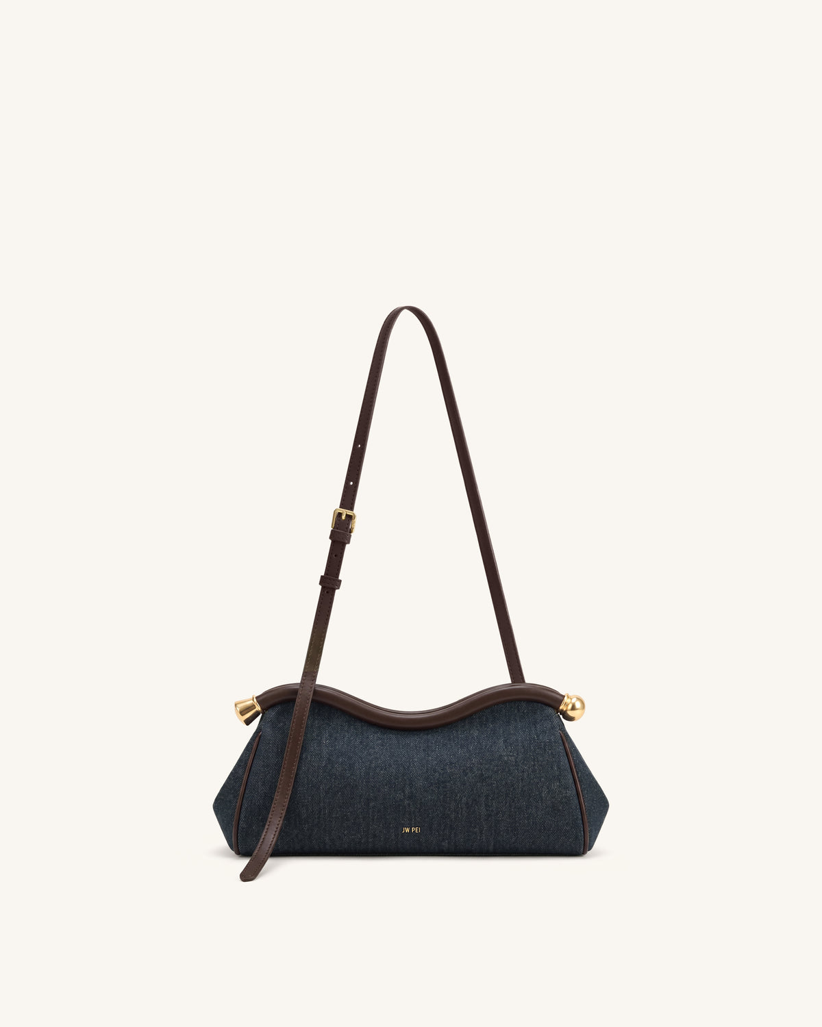 Naomi Curved Shoulder Bag - Dark Blue Denim