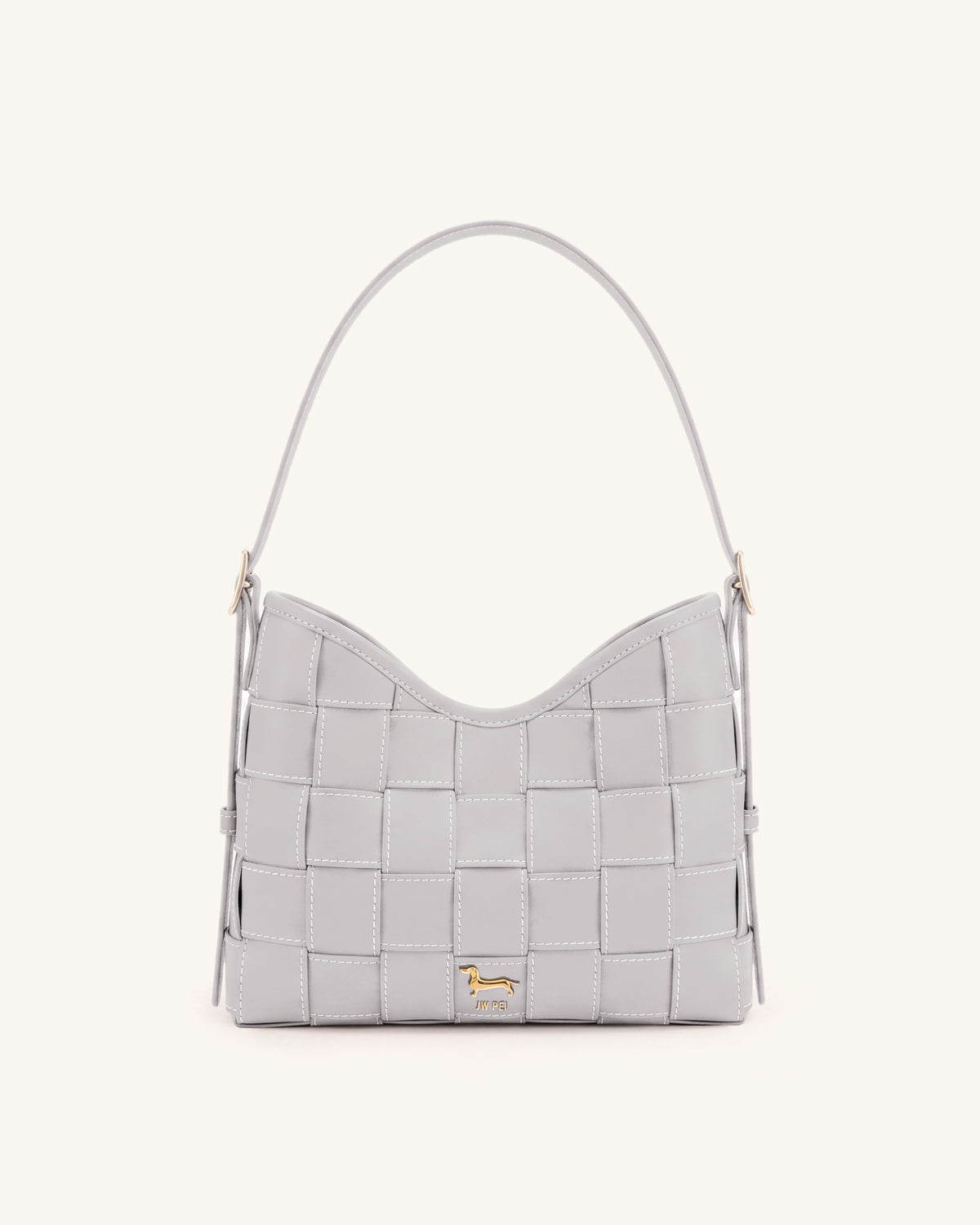 Nadine Dachshund Woven Hobo Bag - Fog Grey
