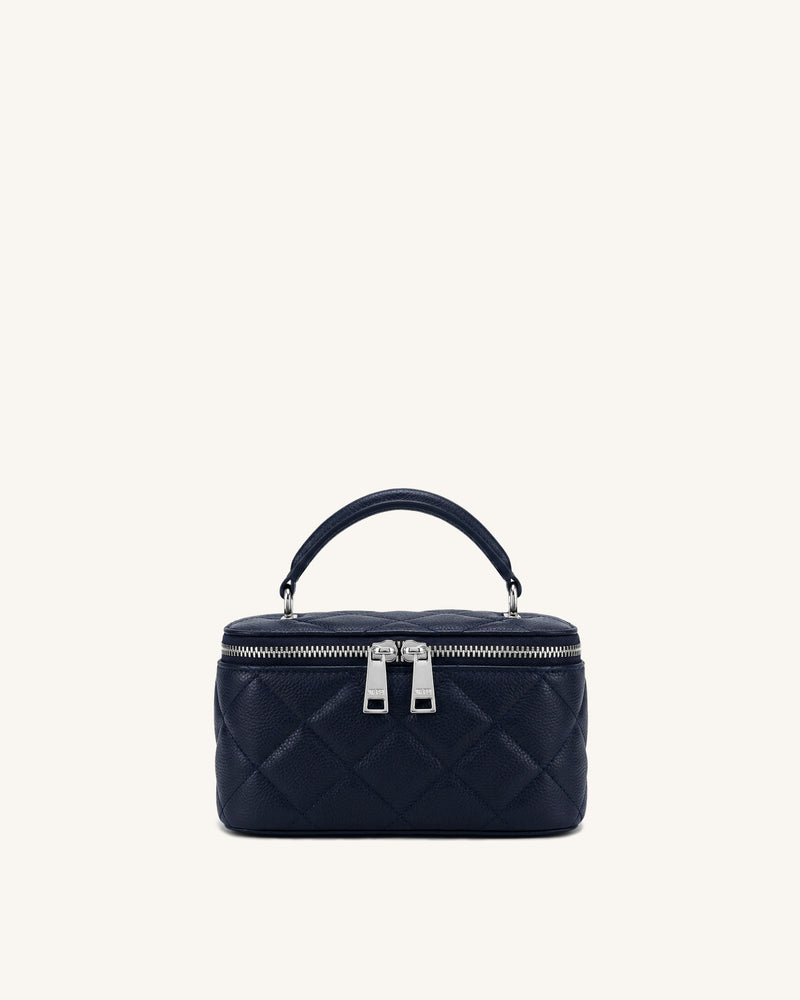 Virella Quilted Vanity Top Handle Bag - Navy Blue