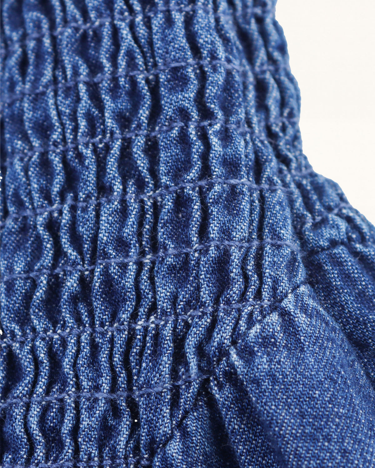 Darling Shirred Elastic Flared Denim Dress - Vintage Indigo