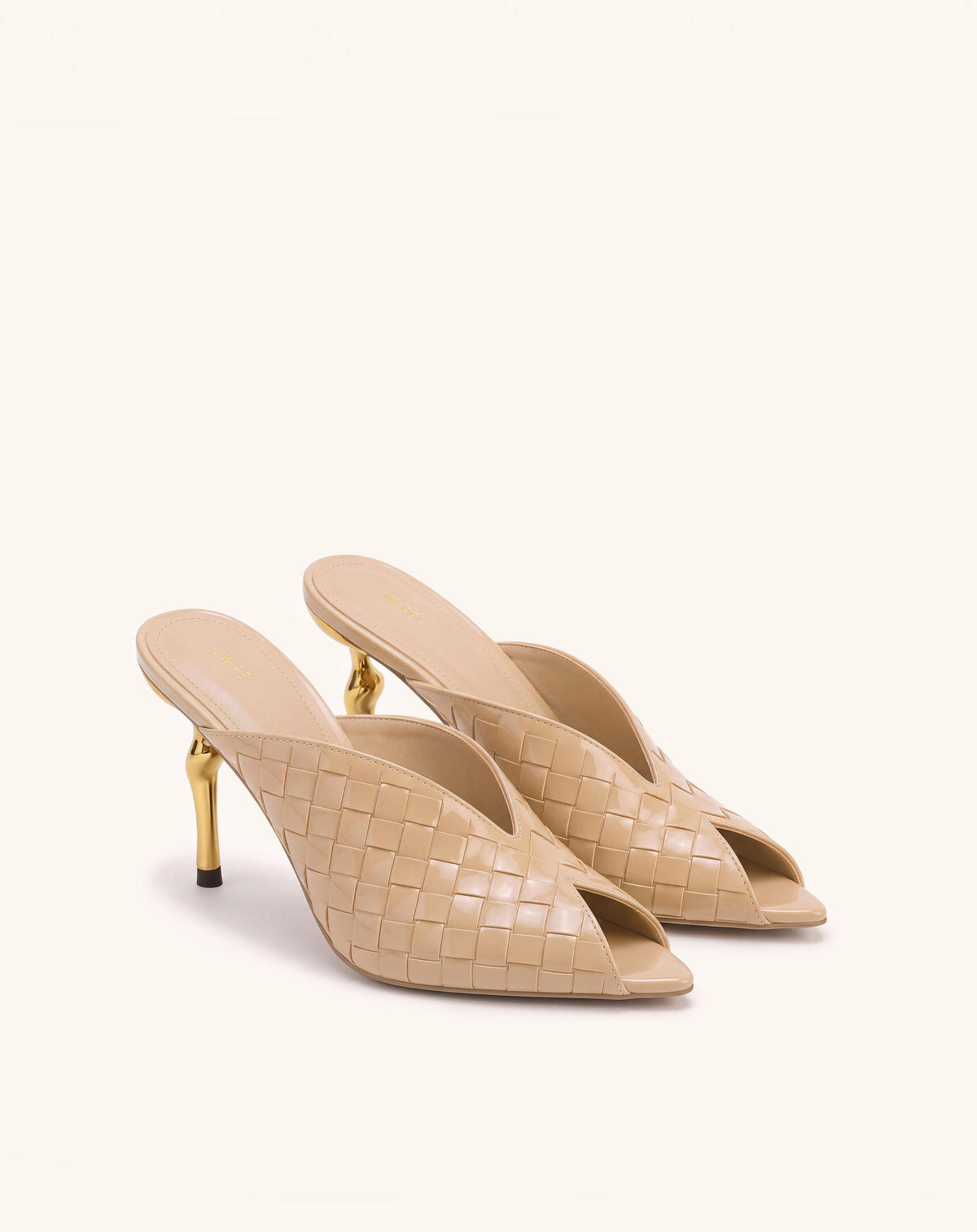 Ellie Woven Patent Mules - Nude