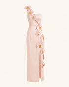 Orchid Embellished Cutout Slit Maxi Dress - Light Pink