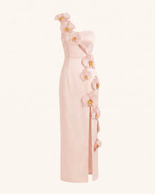 Orchid Embellished Cutout Slit Maxi Dress - Light Pink