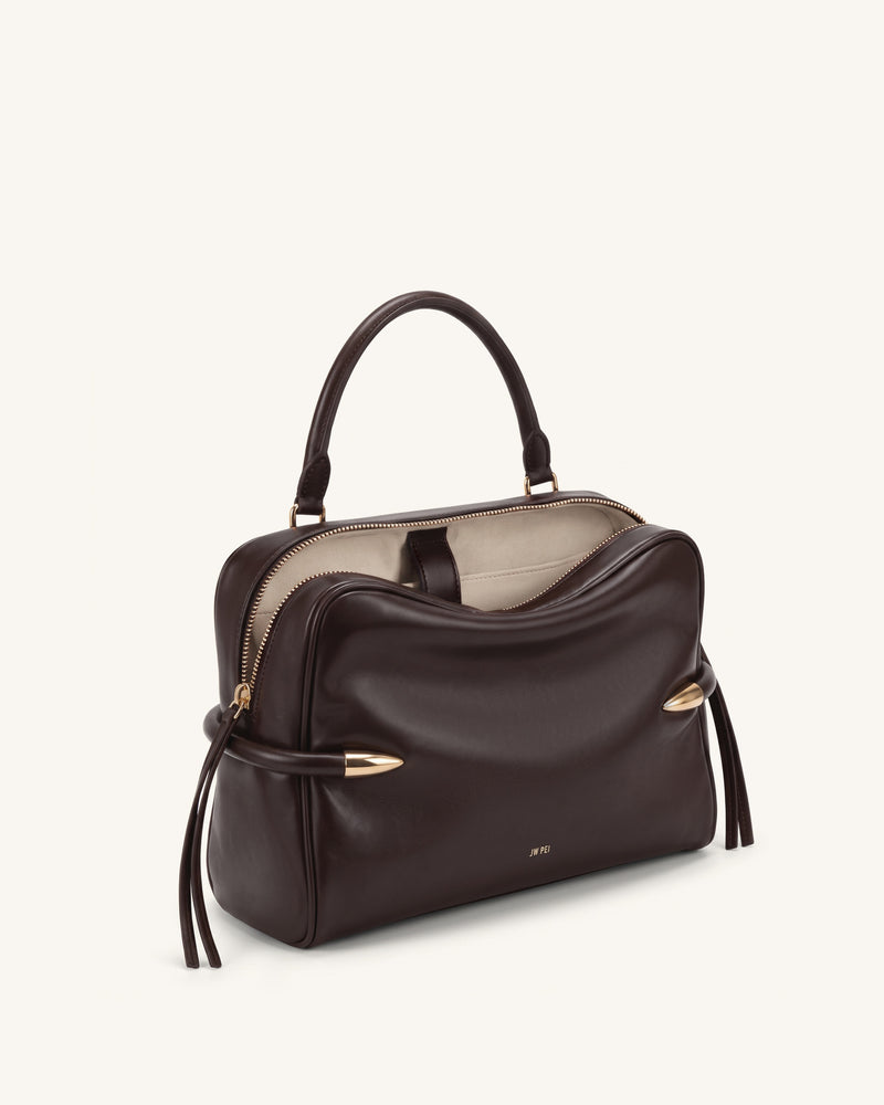 Callie Tusk Detail Shoulder Bag - Dark Brown
