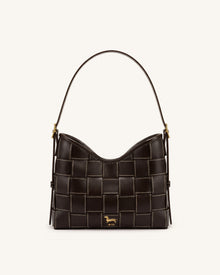 Nadine Dachshund Woven Hobo Bag - Dark Brown