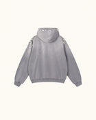 The Opulent Off-White Pearl Trim Hoodie - Washed Grey