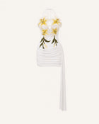 Lily Embroidered Cutout Halter Ruched Mini Dress - White