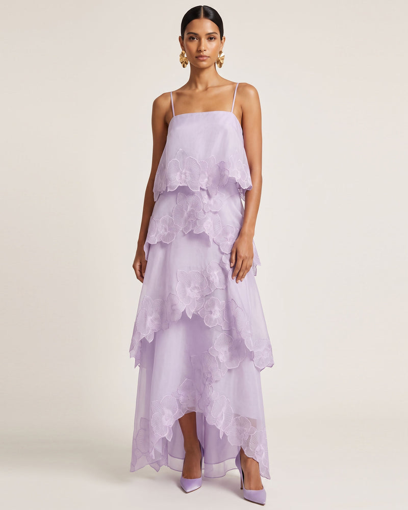 Orchid Embroidered Layered Maxi Dress - Light Purple