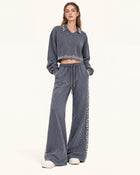 Gradient Pearl Trim Drawstring Sweatpants - Washed Slate