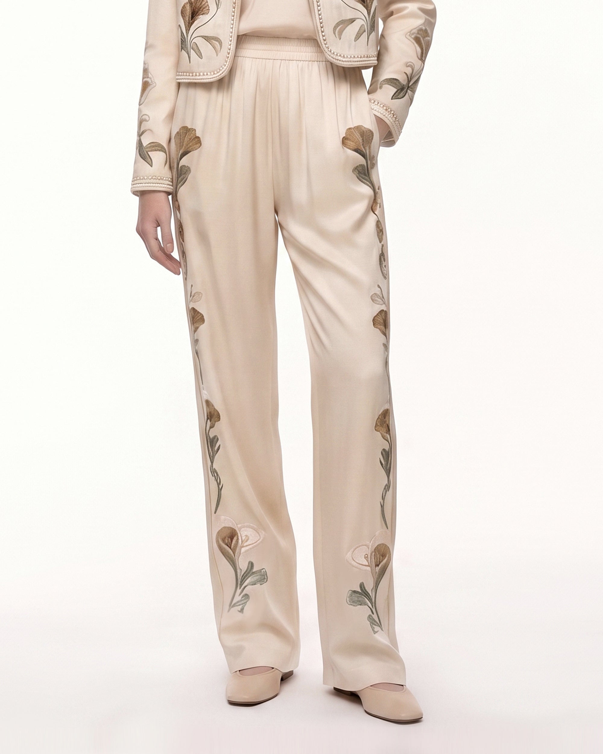 Calla Lily Printed Pants - Ivory