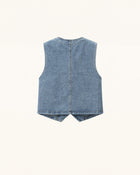 Botanical Vine Embroidered Denim Vest - Light Wash