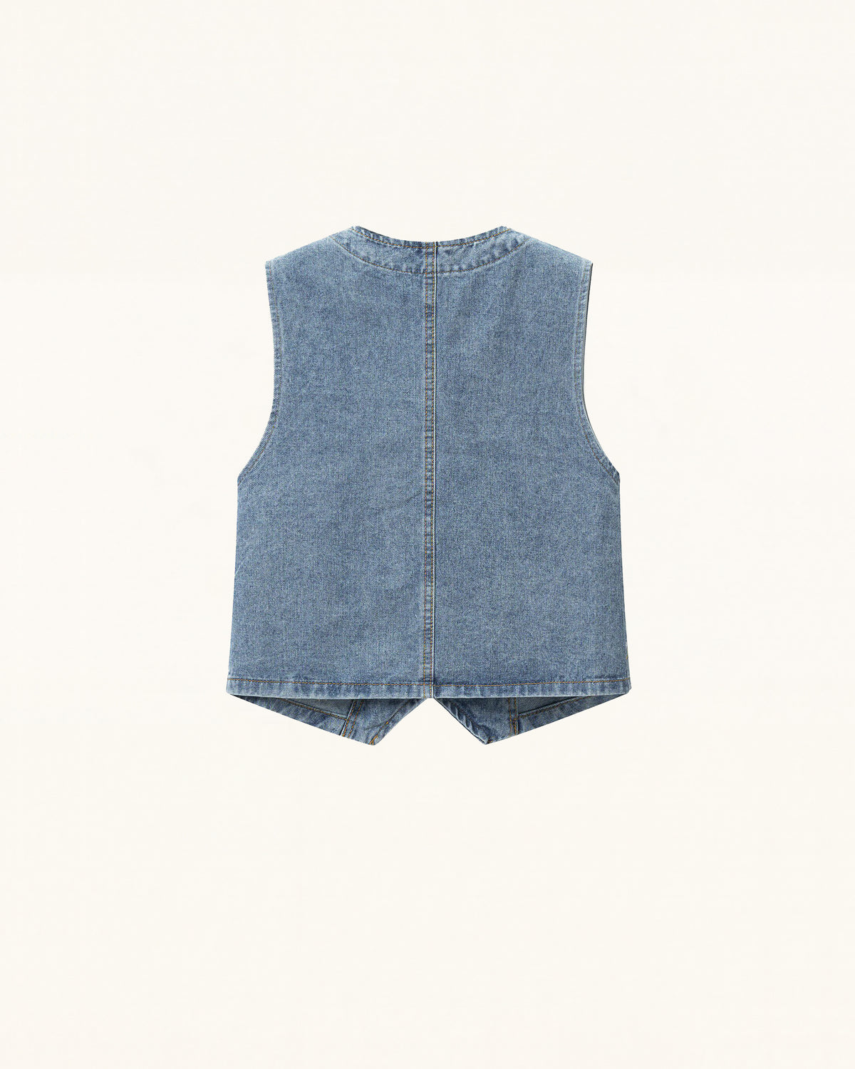 Botanical Vine Embroidered Denim Vest - Light Wash
