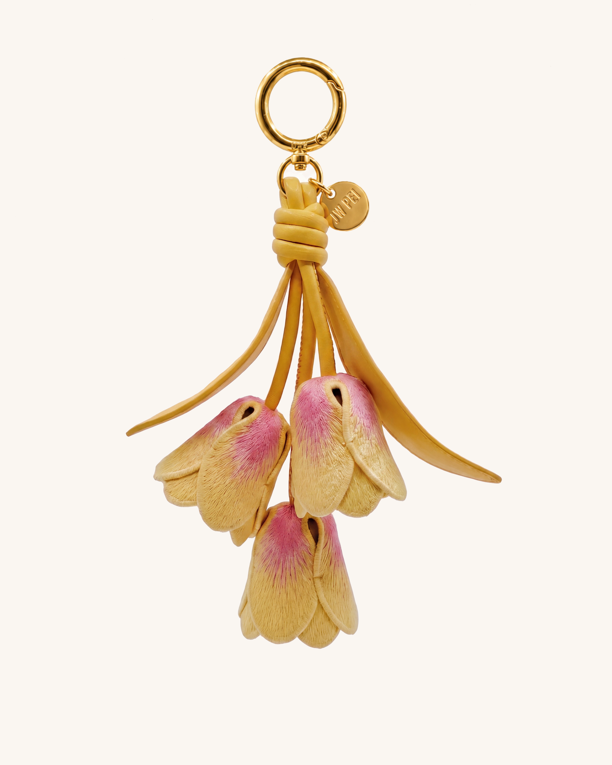 3D Embroidered Tulip Bag Charm - Gradient Yellow