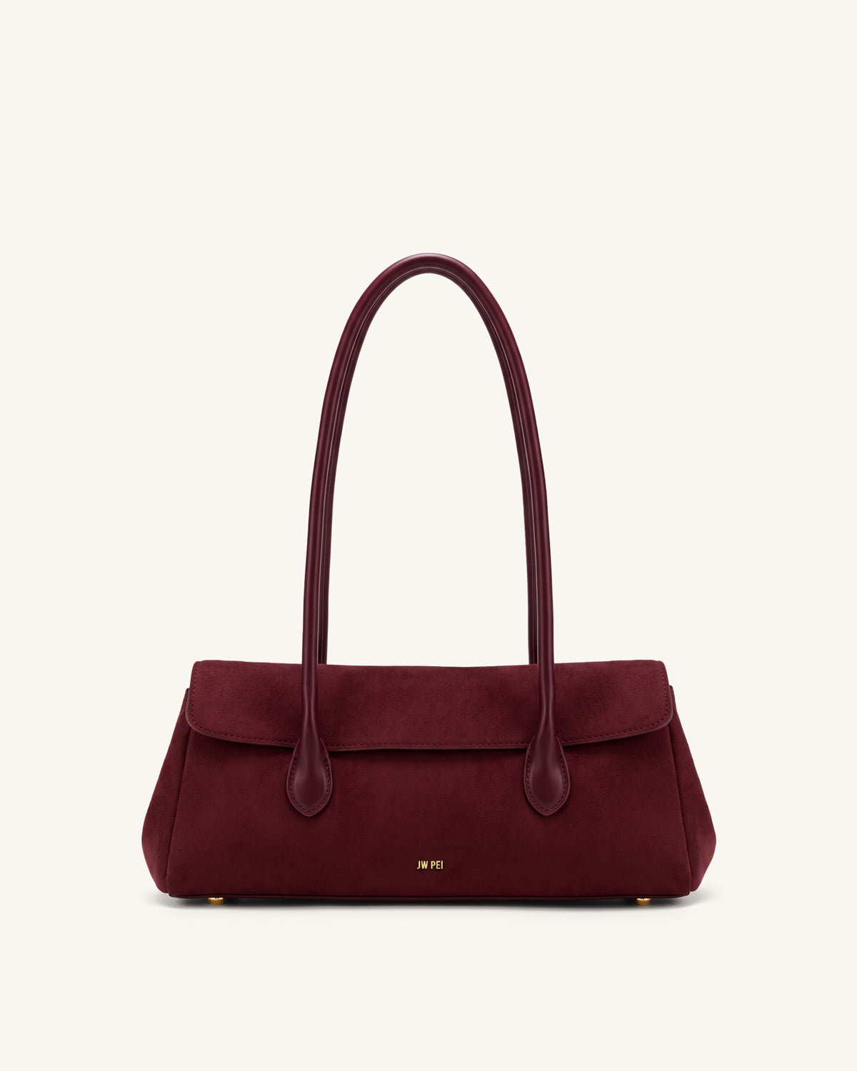 Solenne Faux Suede East-West Shoulder Bag - Claret