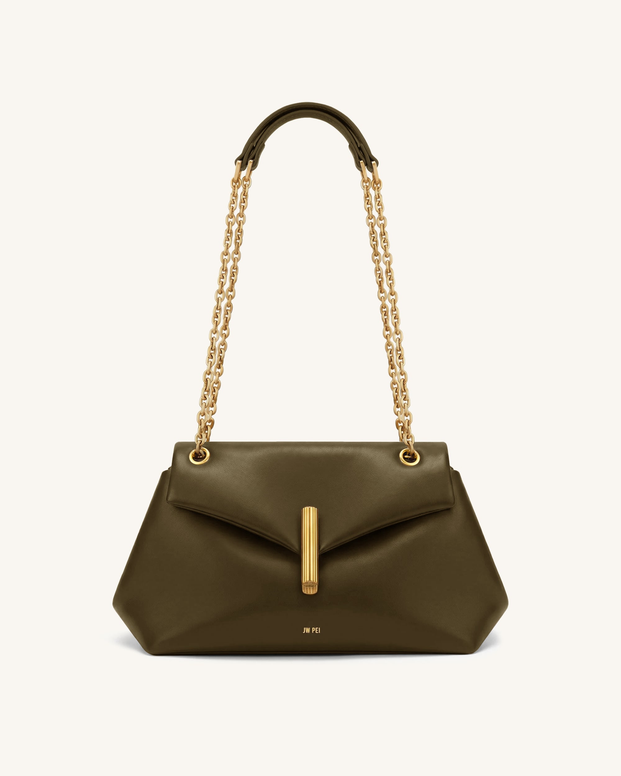 Valerie Chain Flap Shoulder Bag - Dark Olive Green
