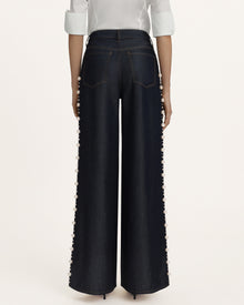 Pearl Trimmed Statement Wide Leg Jeans - Deep Thoughts Only