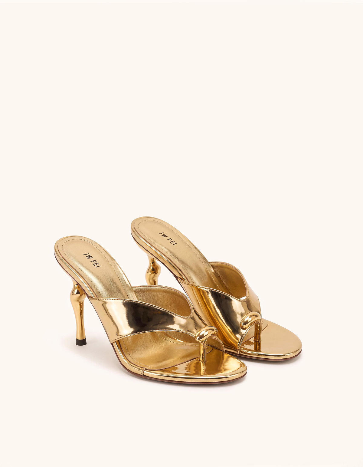 Noemi Cutout Square-Toe Metal Accent Sandals - Metallic Gold