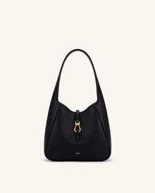 Bruna Pebbled Hobo Bag - Black