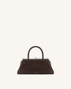 Anouk Frame Top Handle Bag - Dark Brown