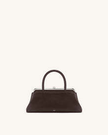Anouk Frame Top Handle Bag - Dark Brown