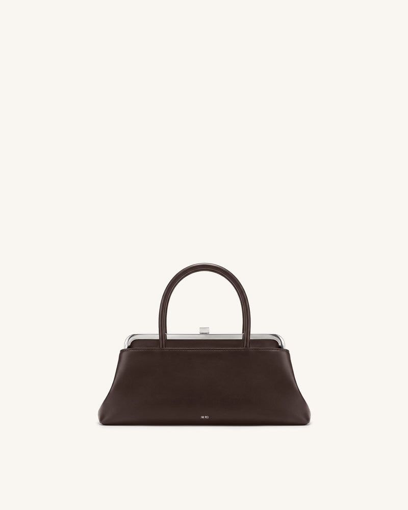 Anouk Frame Top Handle Bag - Dark Brown