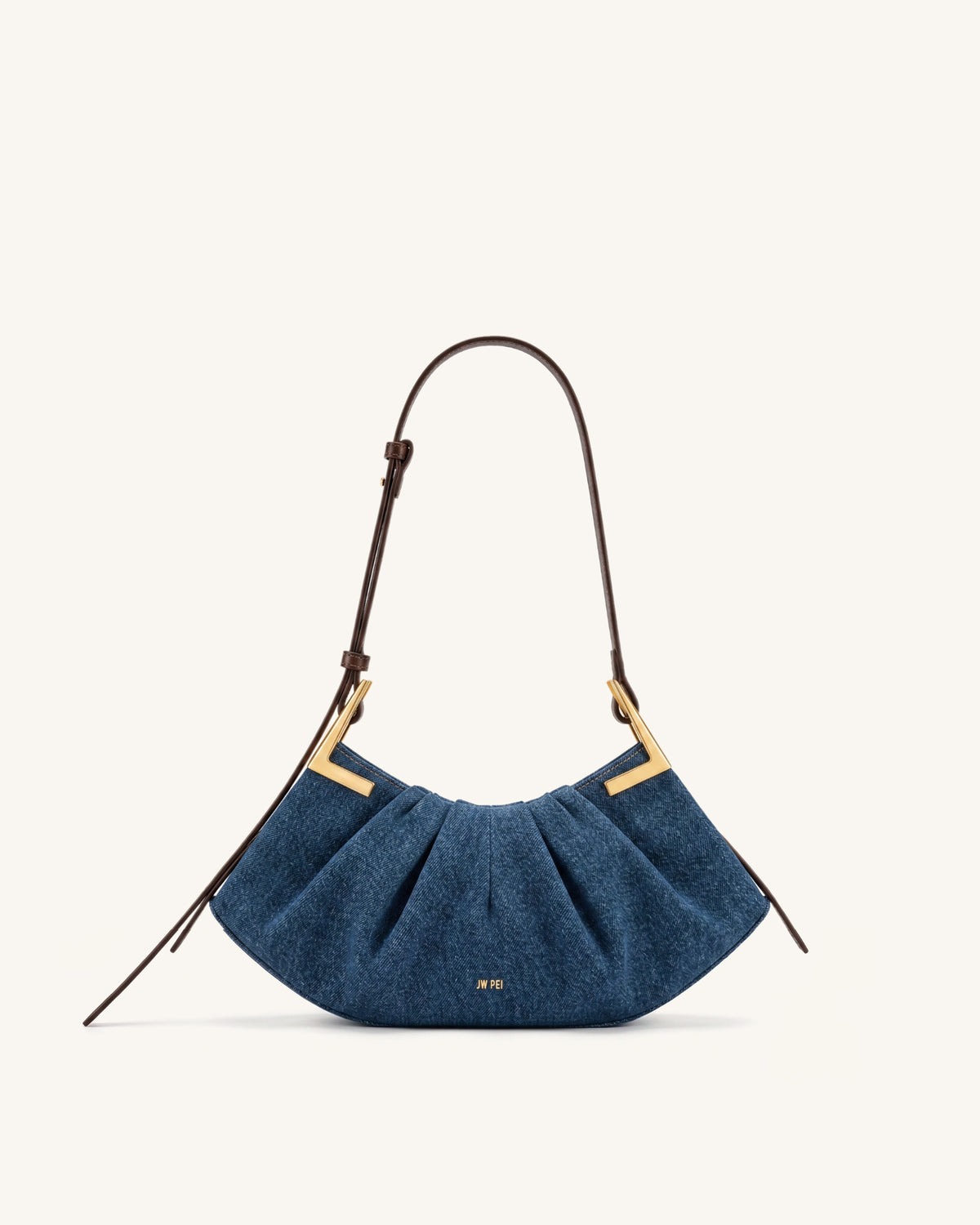 Amelia Pleated Shoulder Bag - Dark Blue Denim