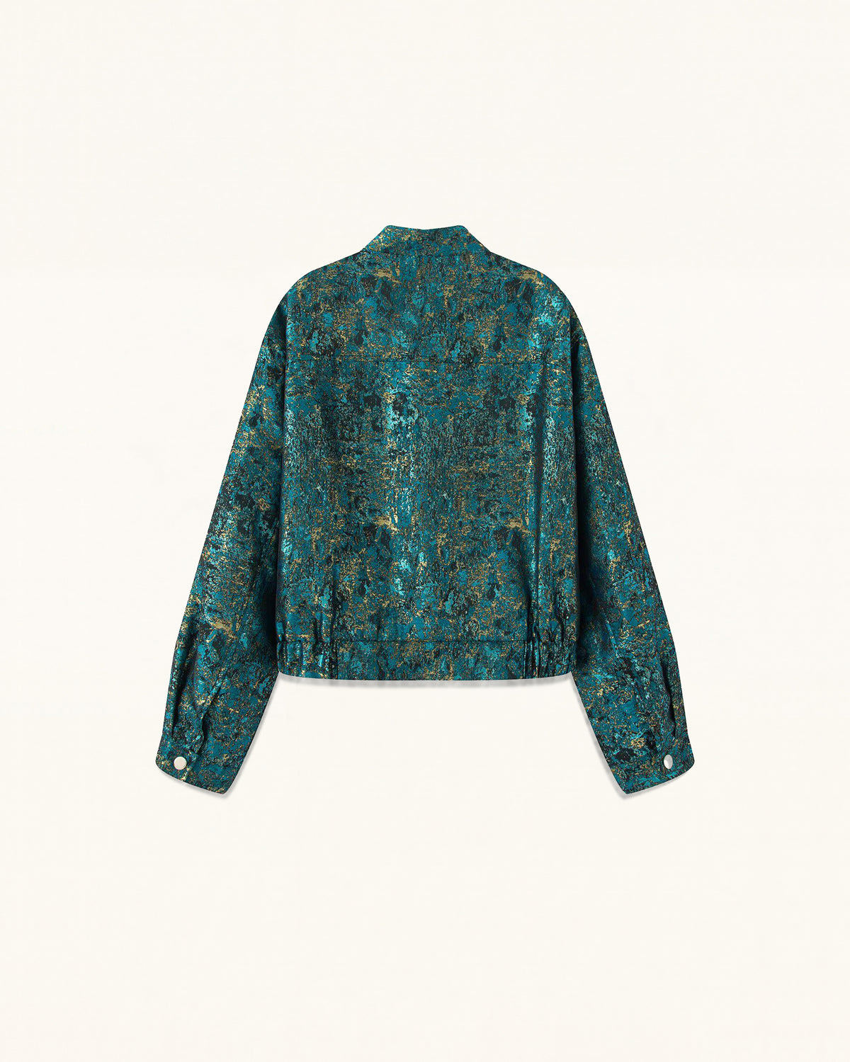 Metallic Abstract Pattern Jacket - Teal Gold