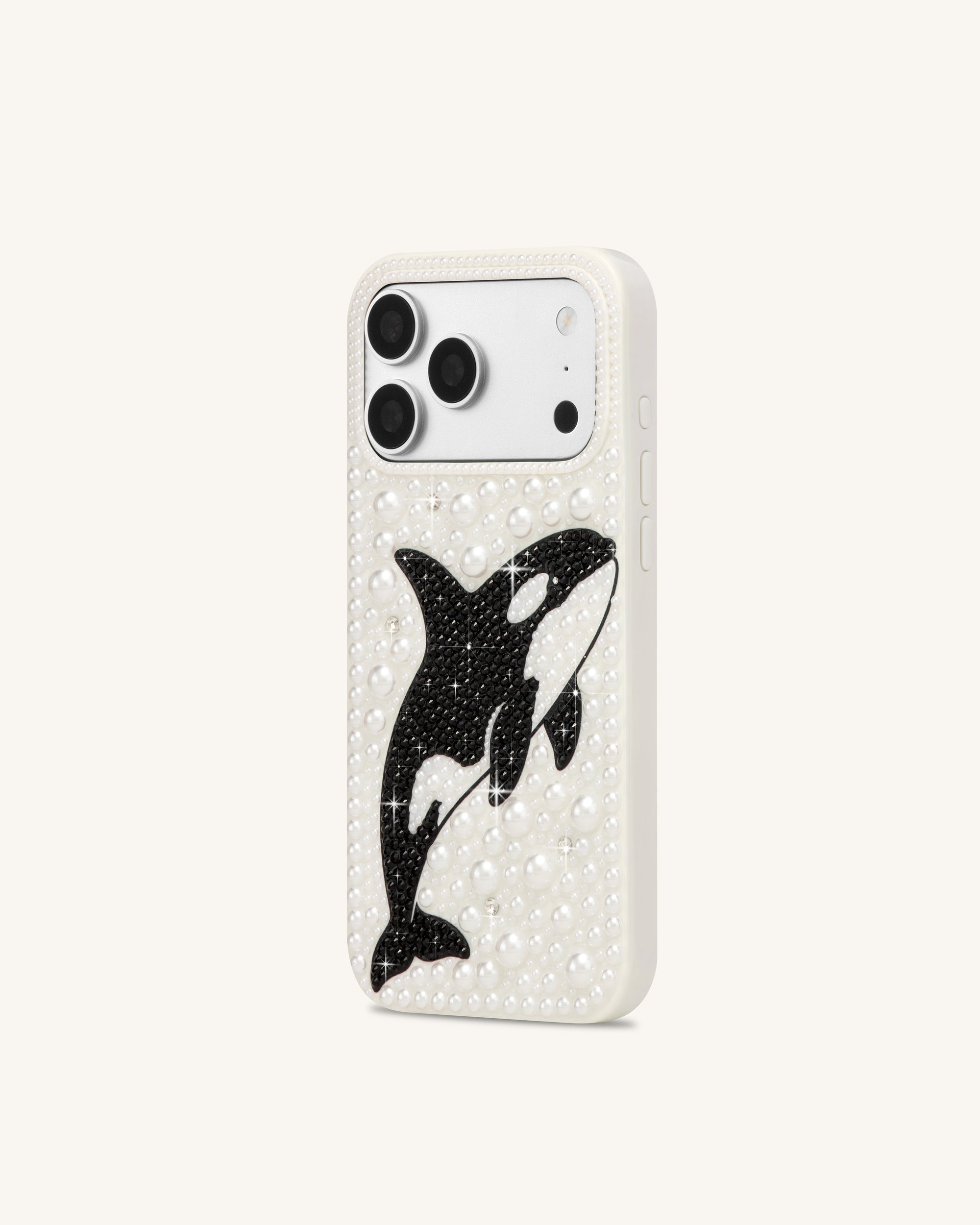 Orca Pearl Embellished Phone Case - White