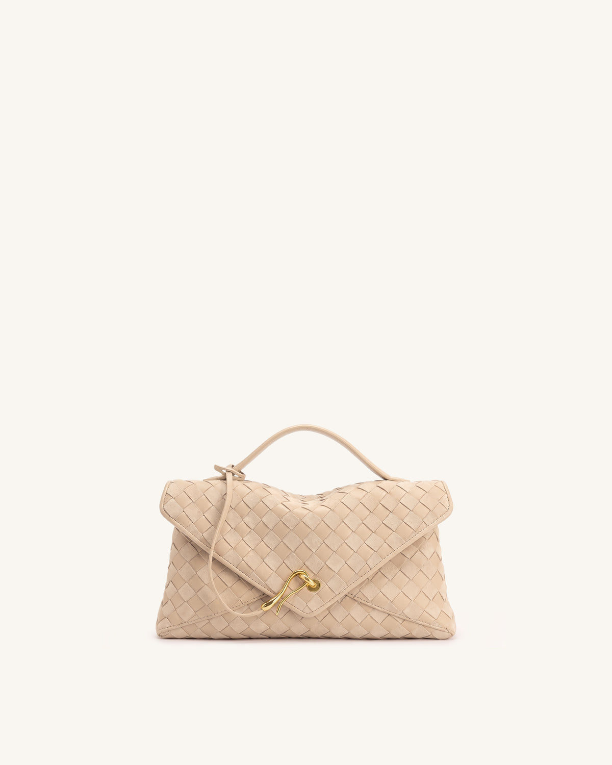 Celeste Faux Suede Woven Envelope Bag - Light Khaki