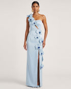 Orchid Embellished Cutout Slit Maxi Dress - Light Blue