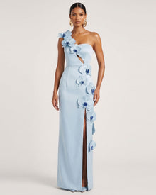 Orchid Embellished Cutout Slit Maxi Dress - Light Blue