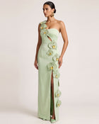 Orchid Embellished Cutout Slit Maxi Dress - Pistachio Green