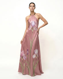 Iris Floral Print Halter
 Maxi Dress -
 Dusty Rose