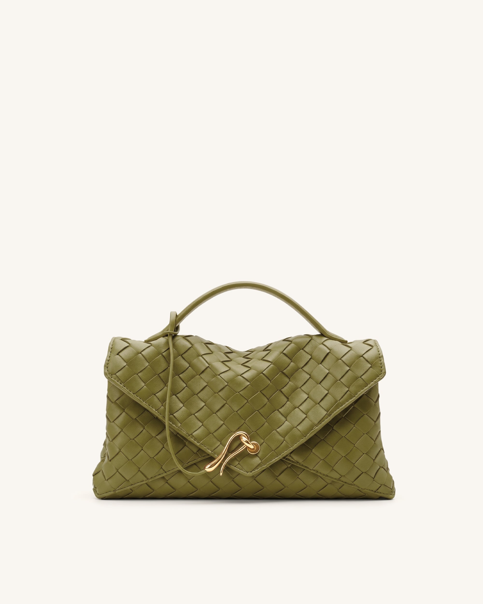 Celeste Woven Envelope Bag - Olive Green
