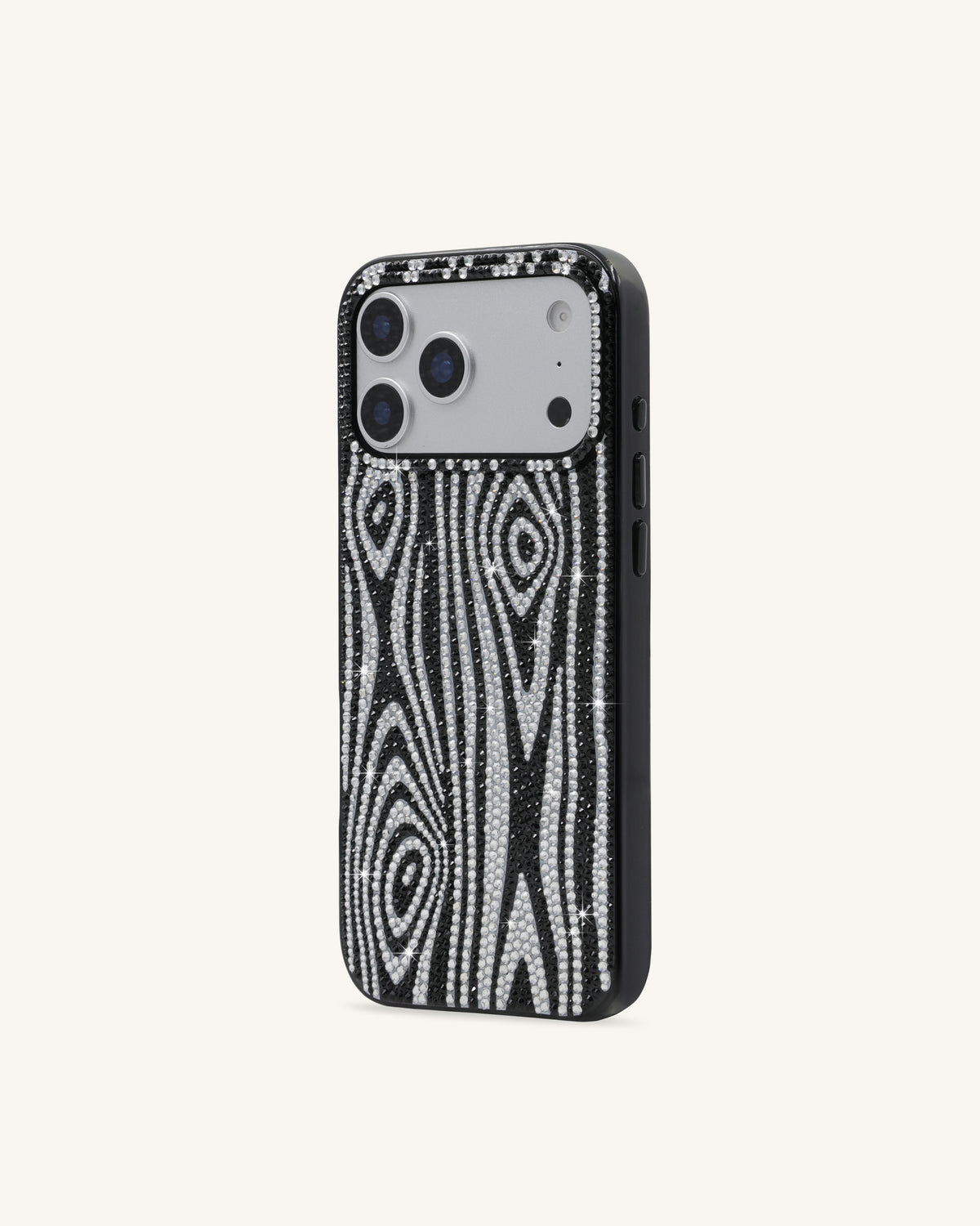 Zebra Rhinestone Phone Case - Black