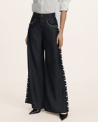Pearl Trimmed Statement Wide Leg Jeans - Deep Thoughts Only