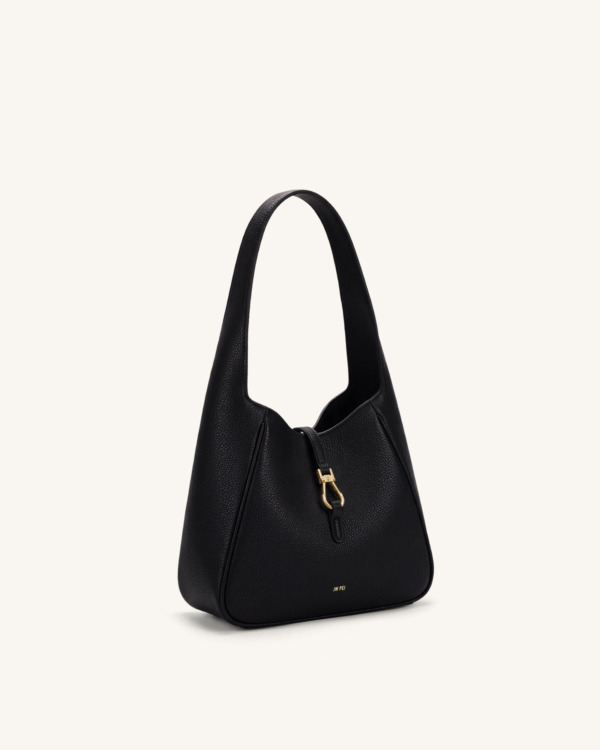 Bruna Pebbled Hobo Bag - Black