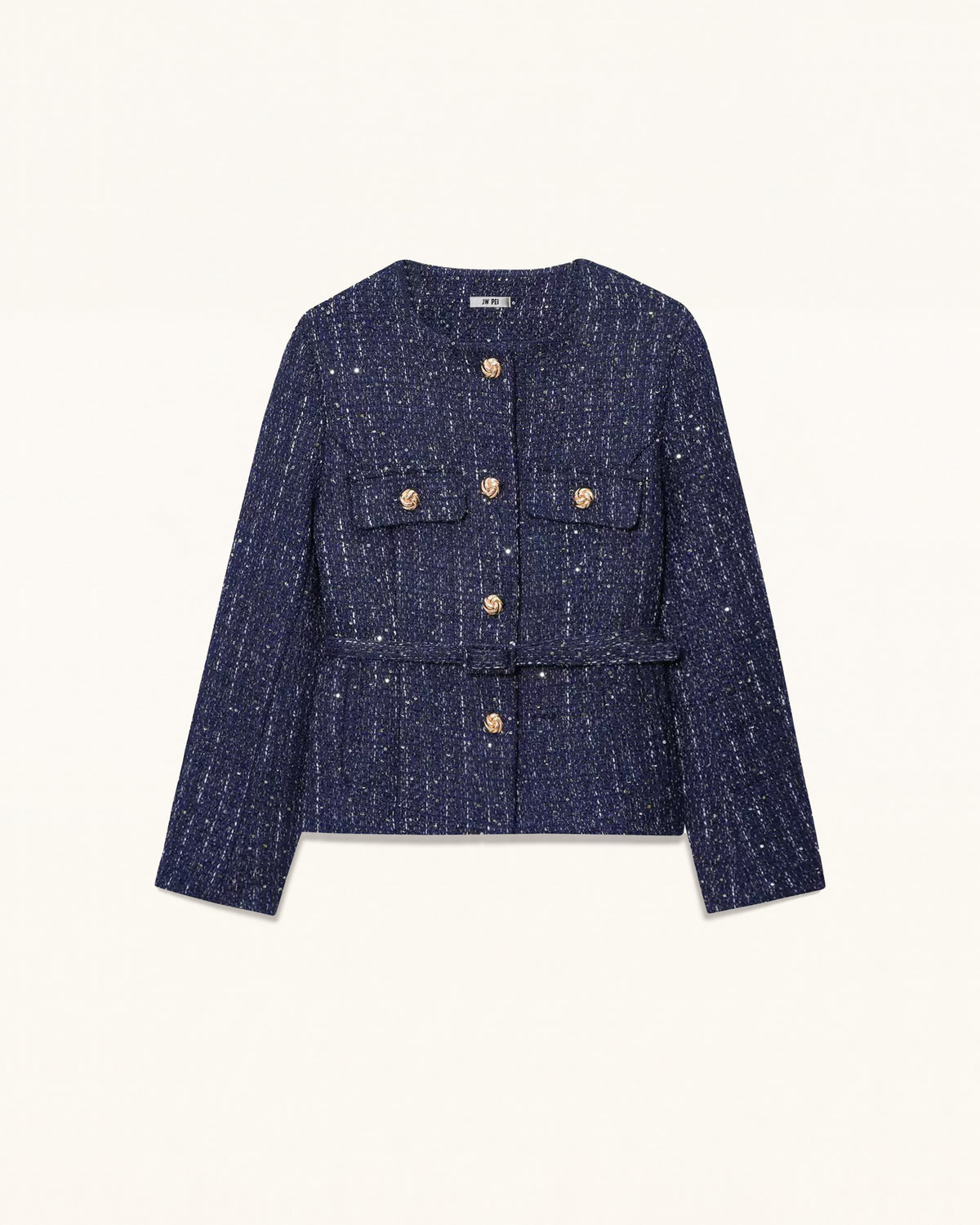 Sequin Tweed Jacket - Navy Blue