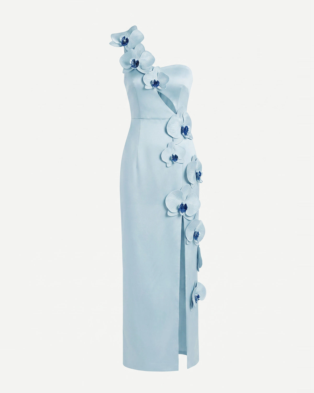 Orchid Embellished Cutout Slit Maxi Dress - Light Blue