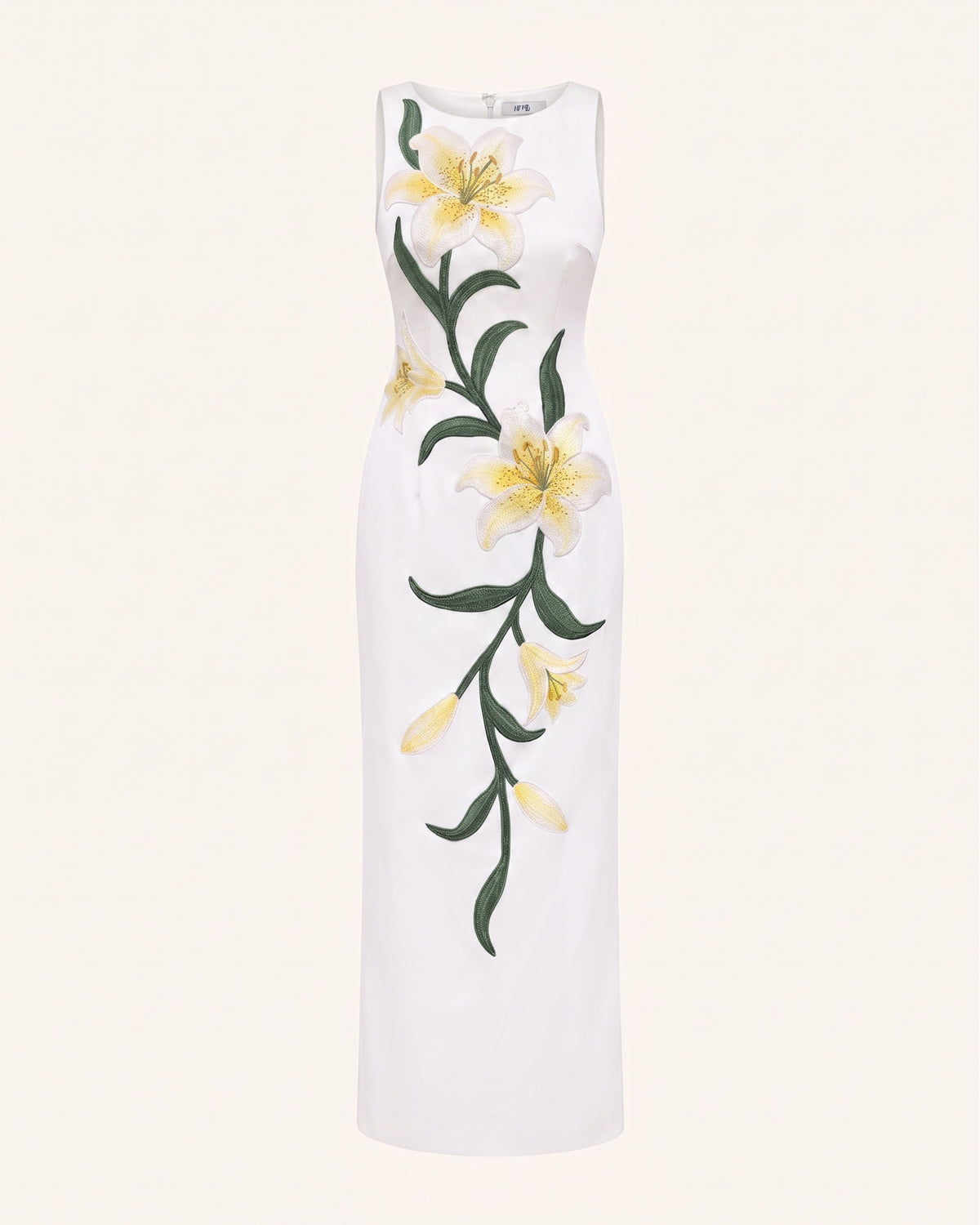 Lily Floral Print Sleeveless Column Maxi Dress - White