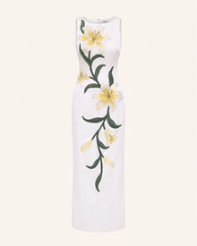 Lily Floral Print Sleeveless Column Maxi Dress - White