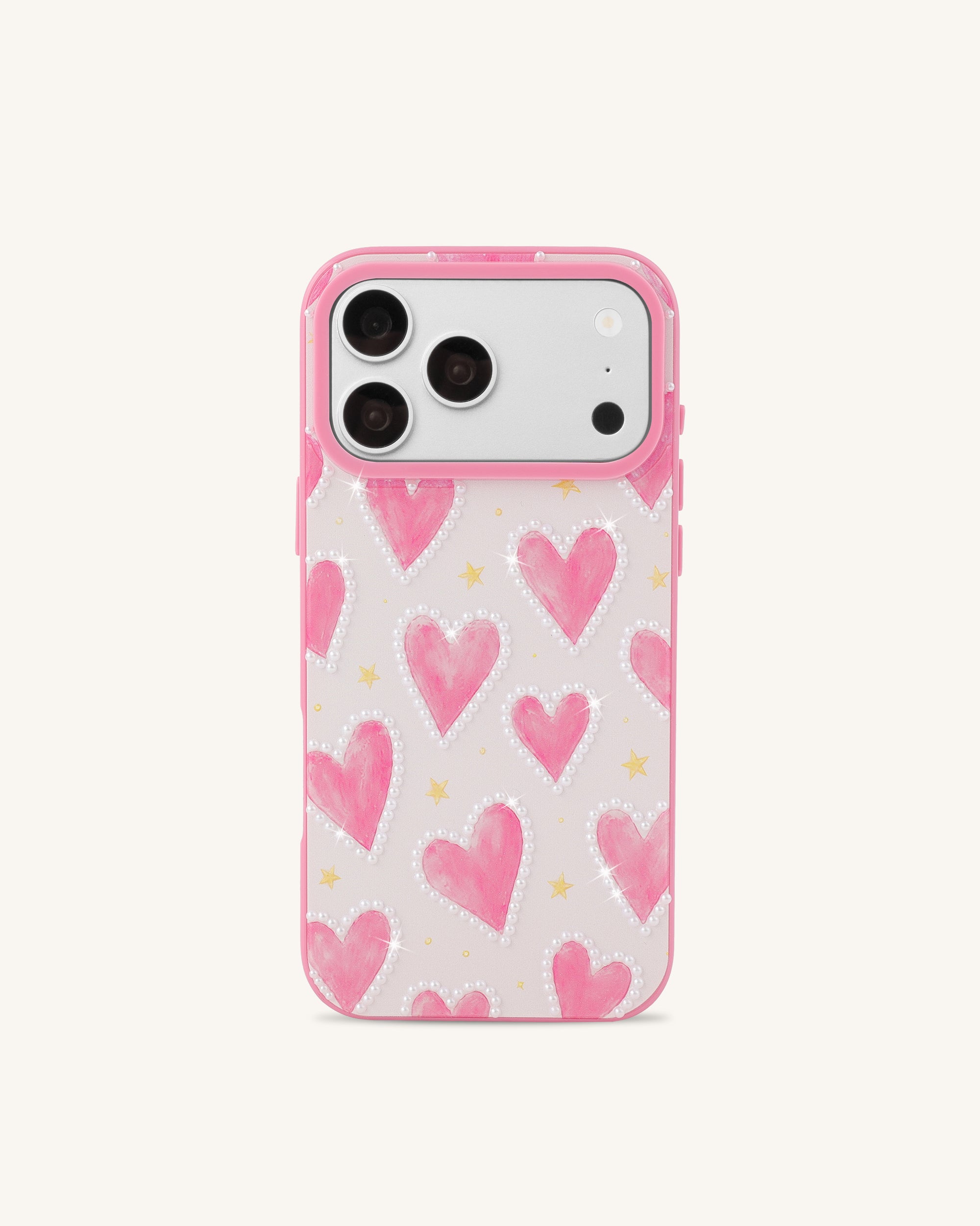 Pink Heart Pattern Phone Case - Pink