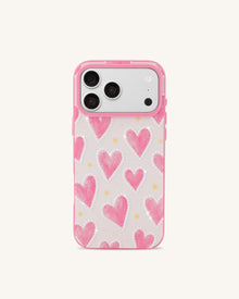 Pink Heart Pattern Phone Case - Pink