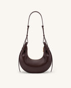 Sharon Crescent Crossbody Bag - Dark Brown