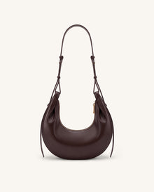 Sharon Crescent Crossbody Bag - Dark Brown